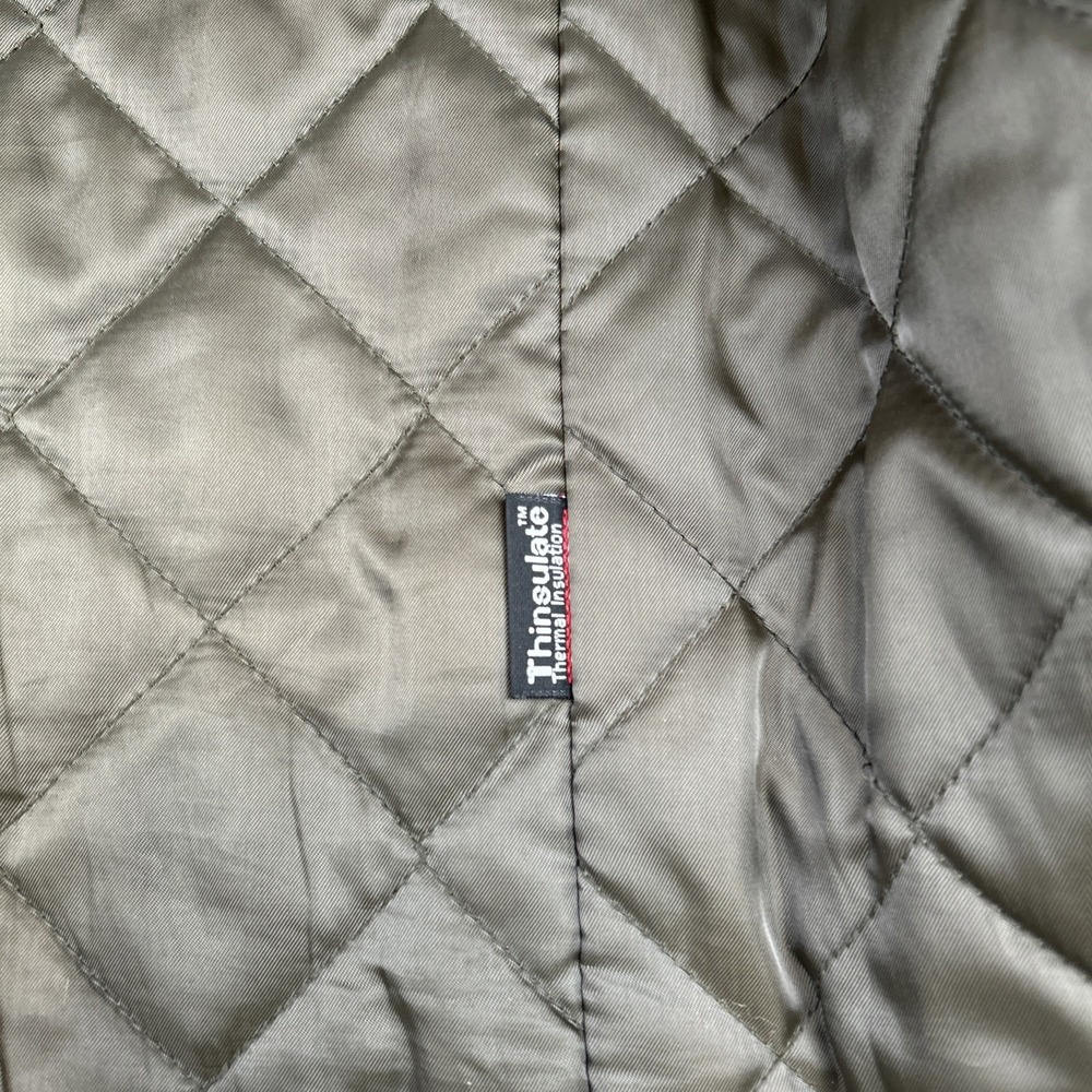 Vintage Lands End Toggle Men's Sz L Hooded Coat Wool Quilt Lined Duffle Pischl - Picture 9 of 15